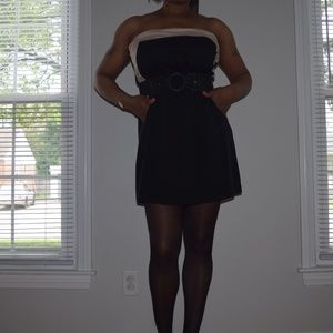 Women's Black and  Sorbet with Tan Strip Tube Dress Size Small